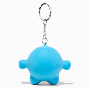 Porte-cl&eacute;s balle anti-stress bonhomme bleu,