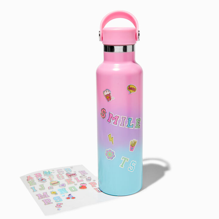 Initial Stainless Steel Water Bottle with Stickers,