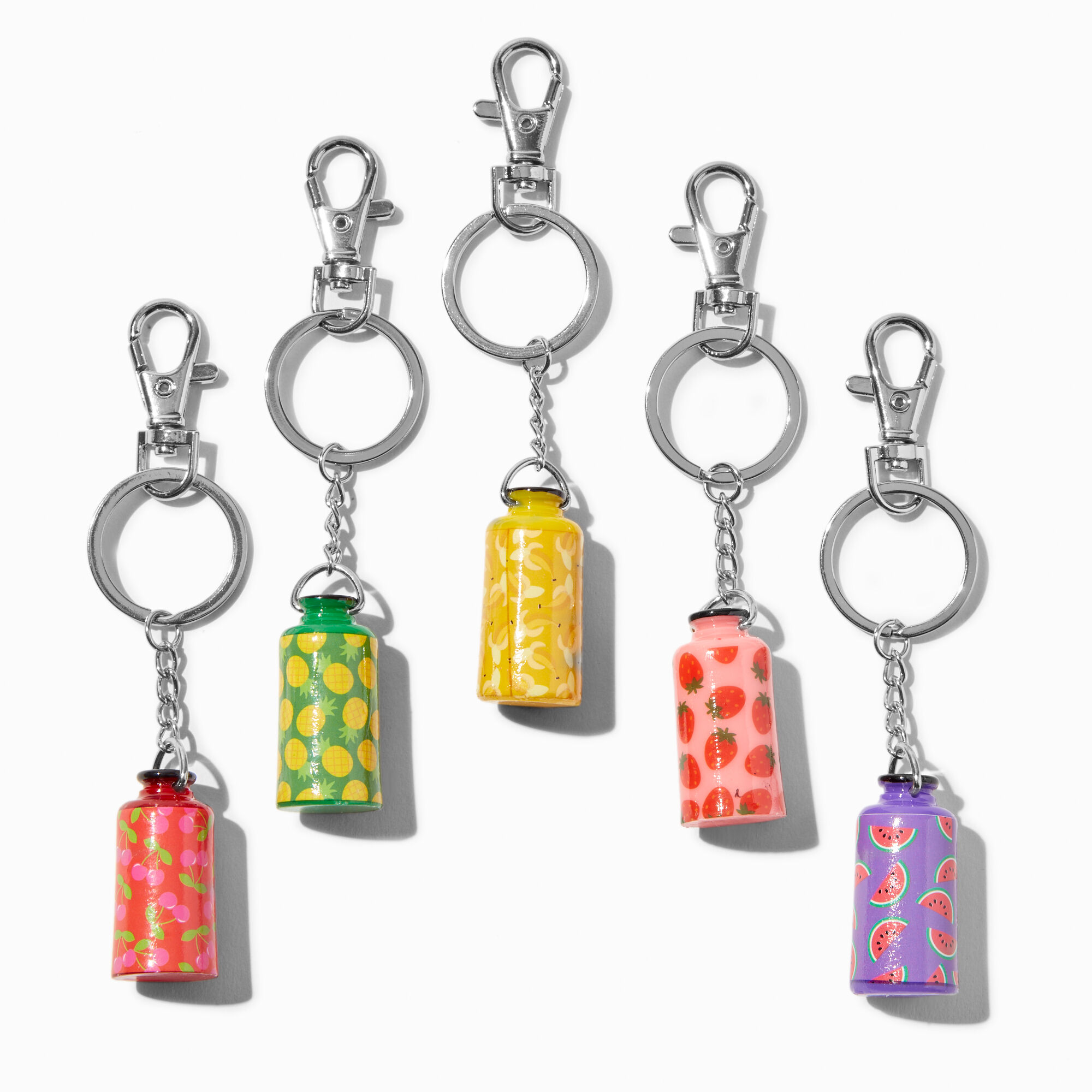View Claires Best Friends Fruit Bottle Keyrings 5 Pack Silver information
