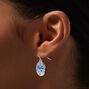 Blue Painted Bow Oval Drop Earrings,