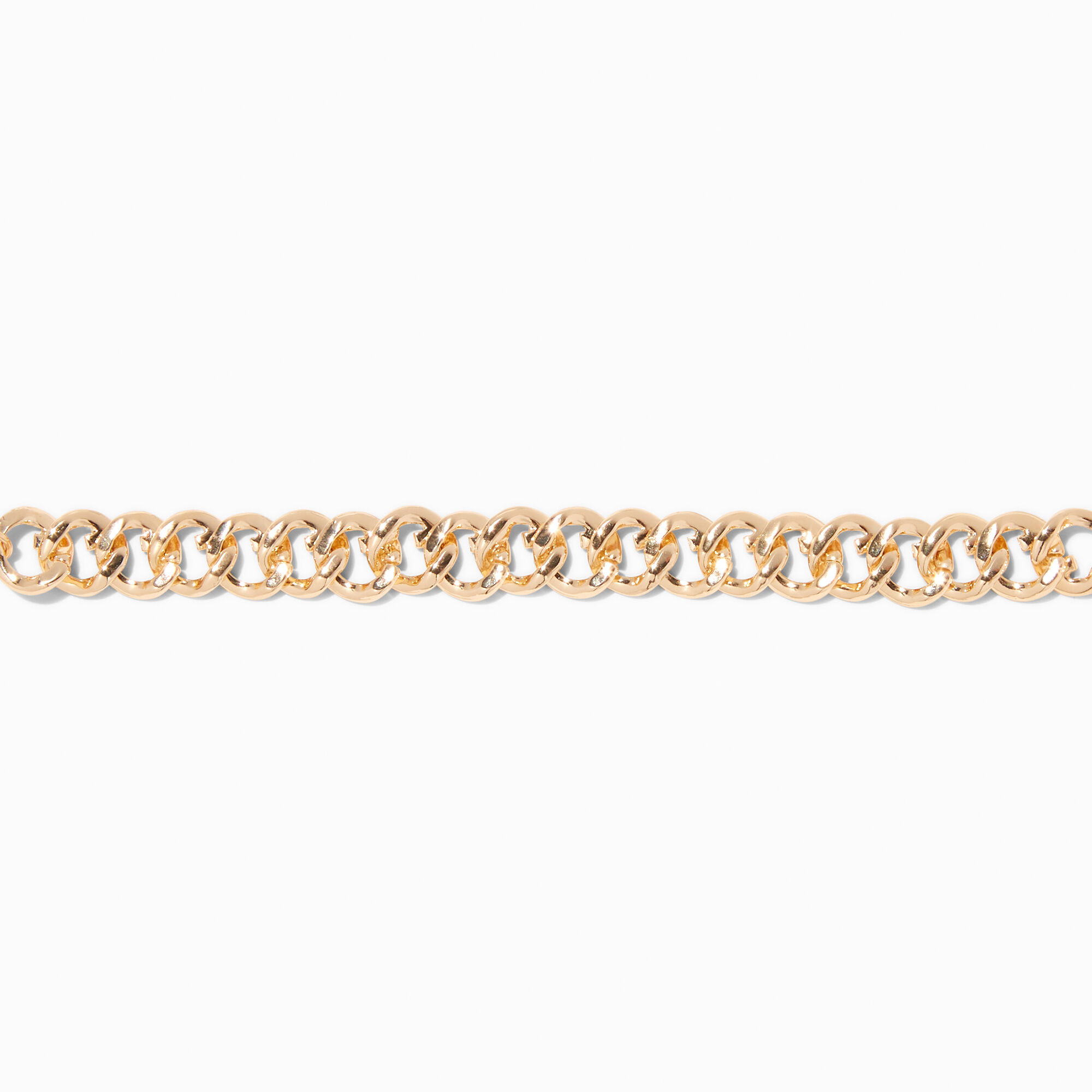 View Claires Tone Flat Curb Chain Choker Necklace Gold information