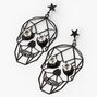 Faux Gemstone Black Skull Drop Earrings,