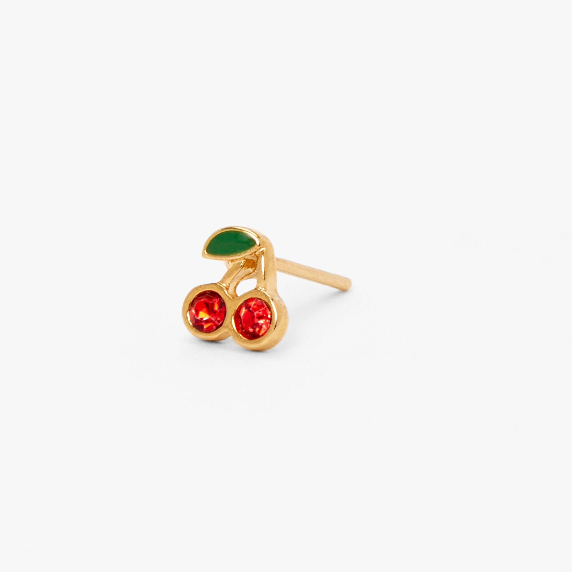18k Gold Plated One Crystal Cherry Stud Earring Claire s US