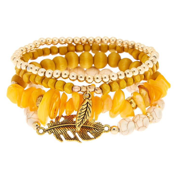 Desert Bead Stretch Bracelets - Yellow, 4 Pack,