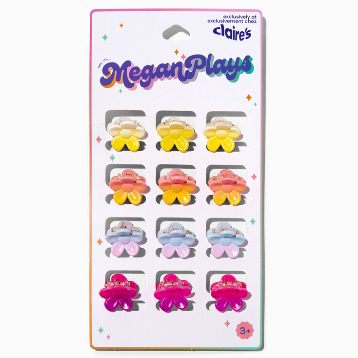 MeganPlays&trade; Claire&#39;s Exclusive Rainbow Flower Hair Claw Clips - 12 Pack,
