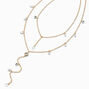 Half Crystal Drip Y-Neck Multi-Strand Necklace,