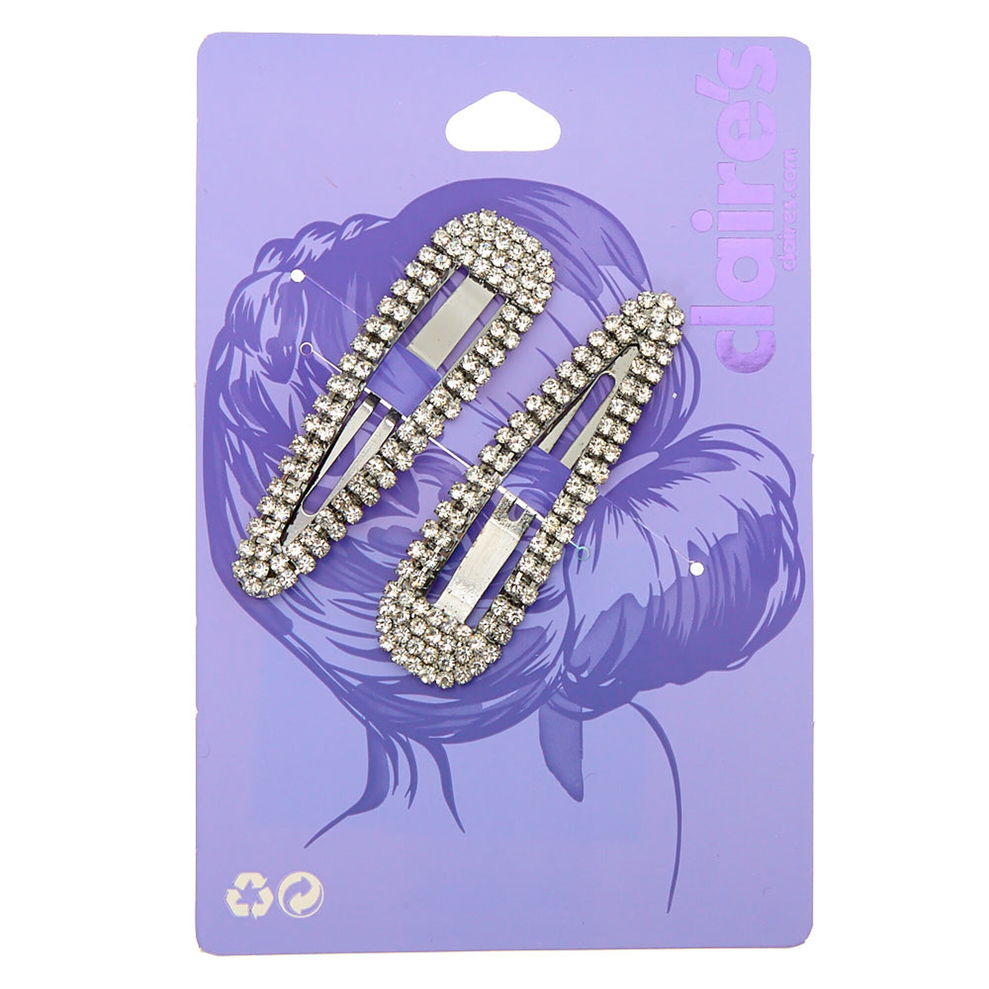 View Claires Hematite Rhinestone Snap Clips 2 Pack information