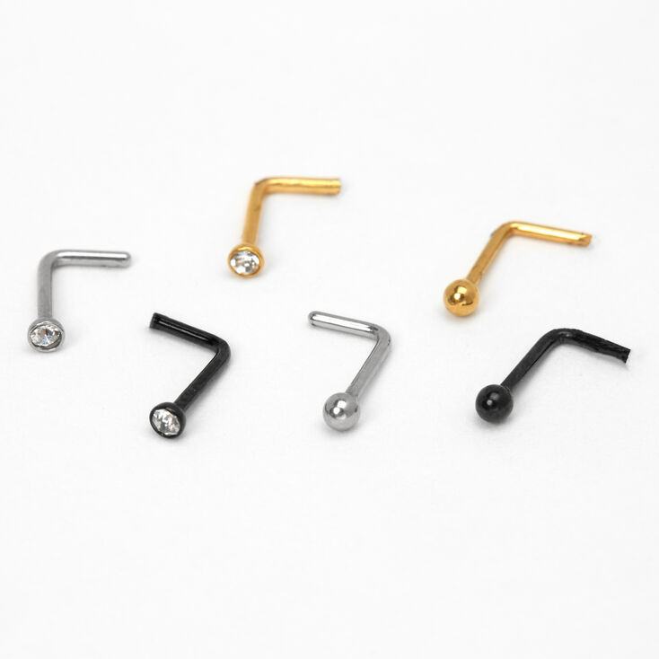 Claire's Clous de nez boules avec strass 0,8 mm en métaux mixtes - Lot de 6