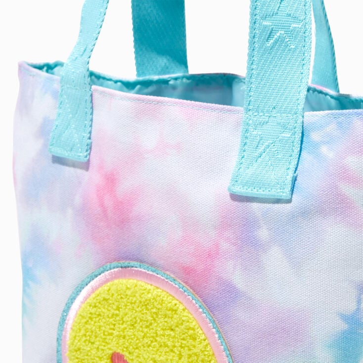 Claire&#39;s Club Tie Dye Happy Face Tote Bag,