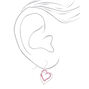 Silver 1&quot; Crystal Heart Drop Earrings,