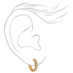 Gold-tone Crystal 10mm Huggie Hoop Earrings,