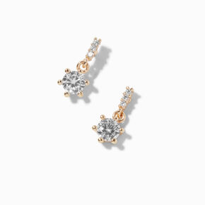 Gold-tone Cubic Zirconia 0.5&quot; Drop Earrings,