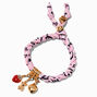 T H E M E x Claire&#39;s Pink Bandana Gold-tone Charm Adjustable Bracelet,