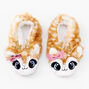Brown Reindeer Plush Youth Slippers - L/XL,