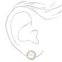 Silver Embellished Halo Pearl Stud Earrings,