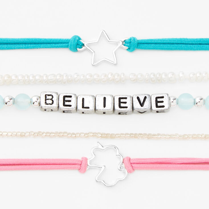 Bracelets &eacute;lastiques &laquo;&nbsp;Believe&nbsp;&raquo; - Lot de 5,