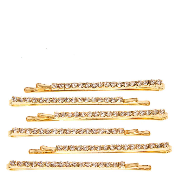 Gold Rhinestone Hair Pins - 6 Pack,