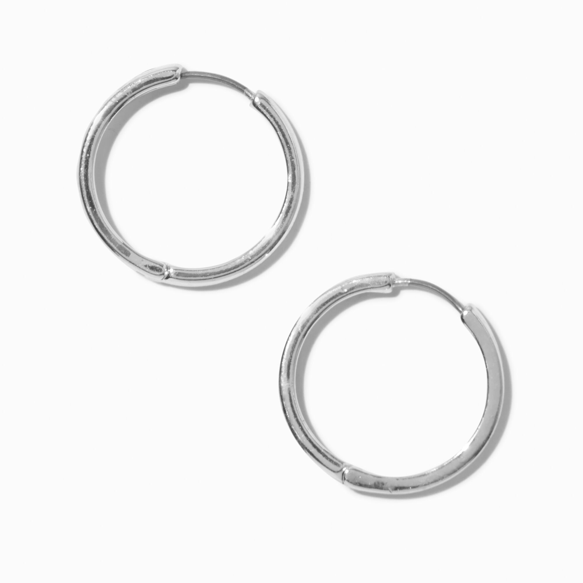 Silver-tone 25mm Flat Hoop Earrings,