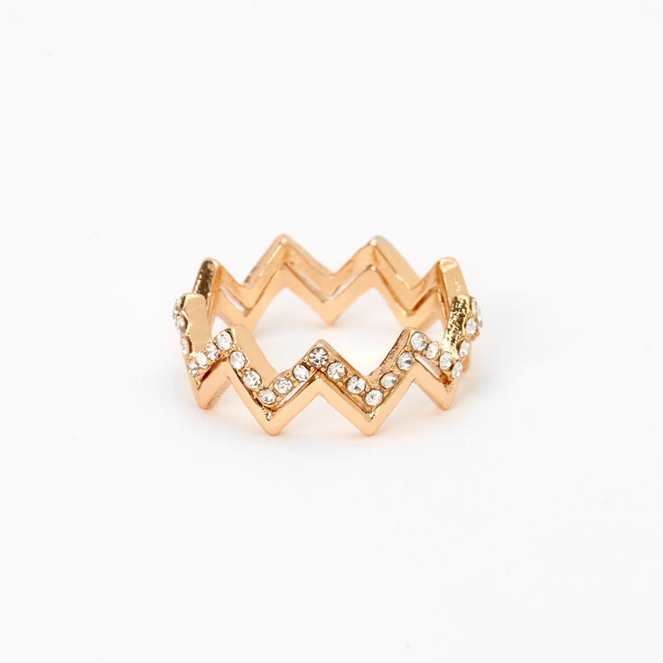 Gold Embellished Zig Zag 2-in-1 Rings,