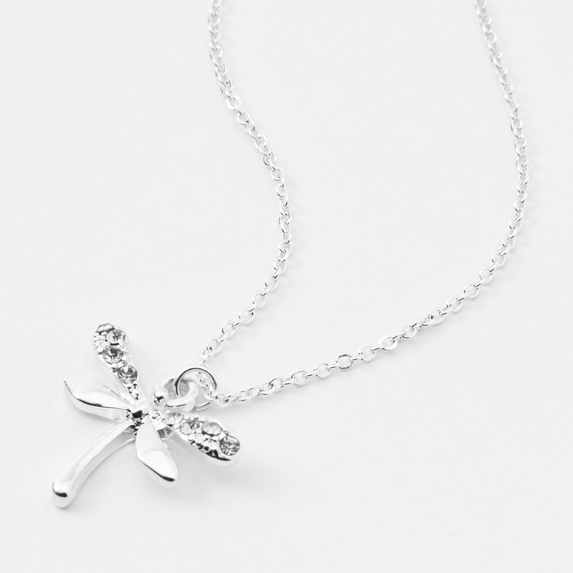 Silver Dragonfly Pendant Necklace,
