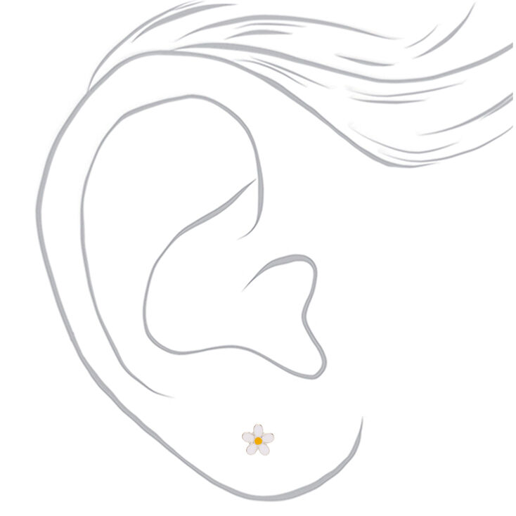 White Daisy Stud Earrings,