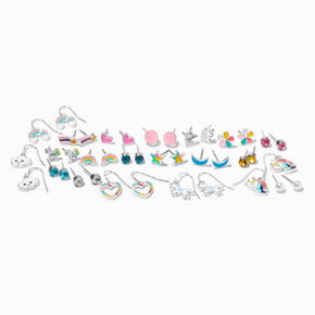 Rainbow Unicorn Earrings Set - 20 Pack,