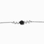 Collier de cha&icirc;ne couleur argent&eacute;e lierre et rose noire,