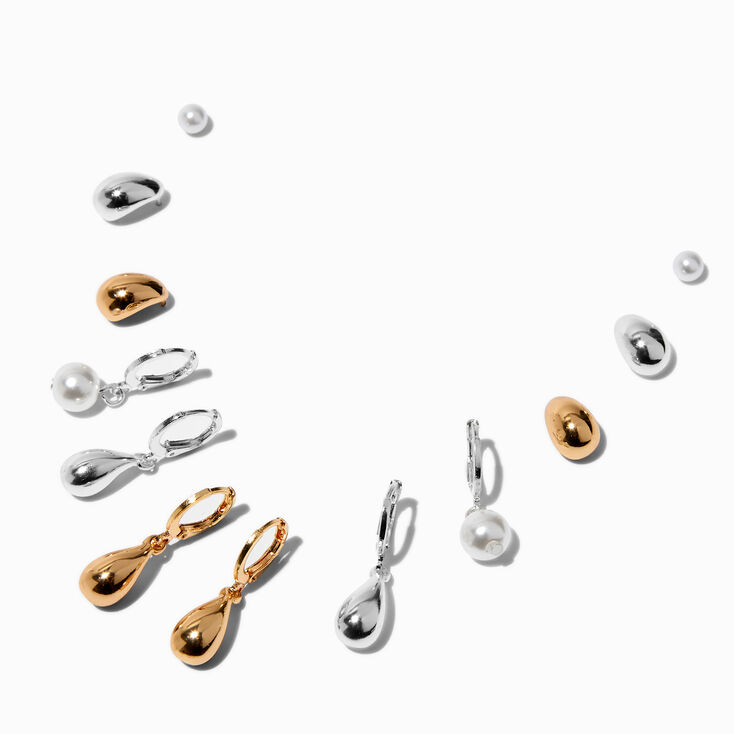Boucles d&rsquo;oreilles superposables en gouttes en m&eacute;taux mixtes - Lot de 6,