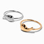 Mixed Metal Bean Bangle Bracelets - 2 Pack ,