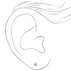 Silver-tone Cubic Zirconia 4mm Square Stud Earrings,