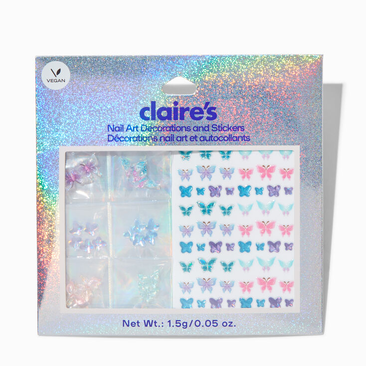 Kit de d&eacute;butant nail art avec strass papillon,