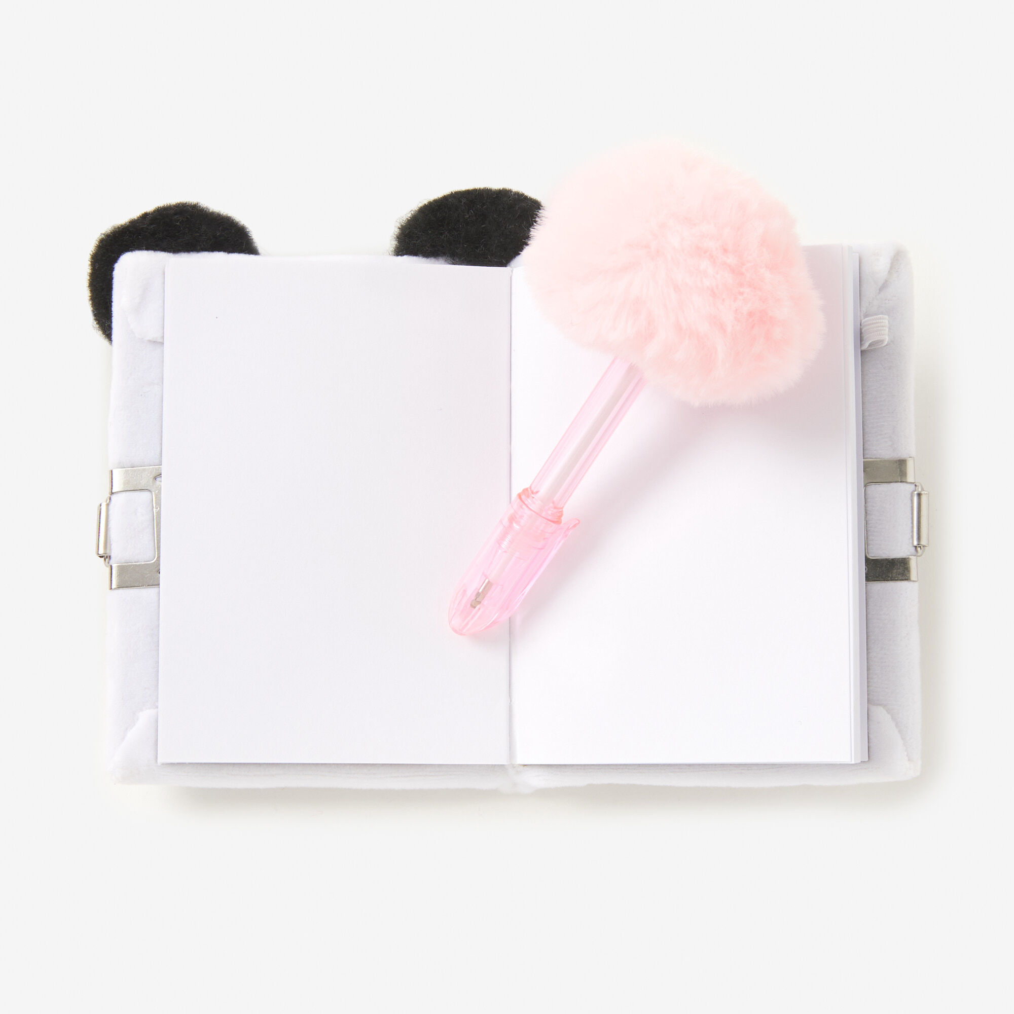 Claire's Club Plush Panda Lock Diary - White,