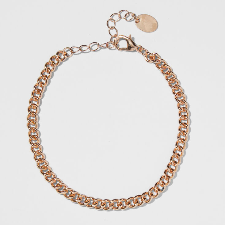 Gold 3MM Curb Chain Link Bracelet,