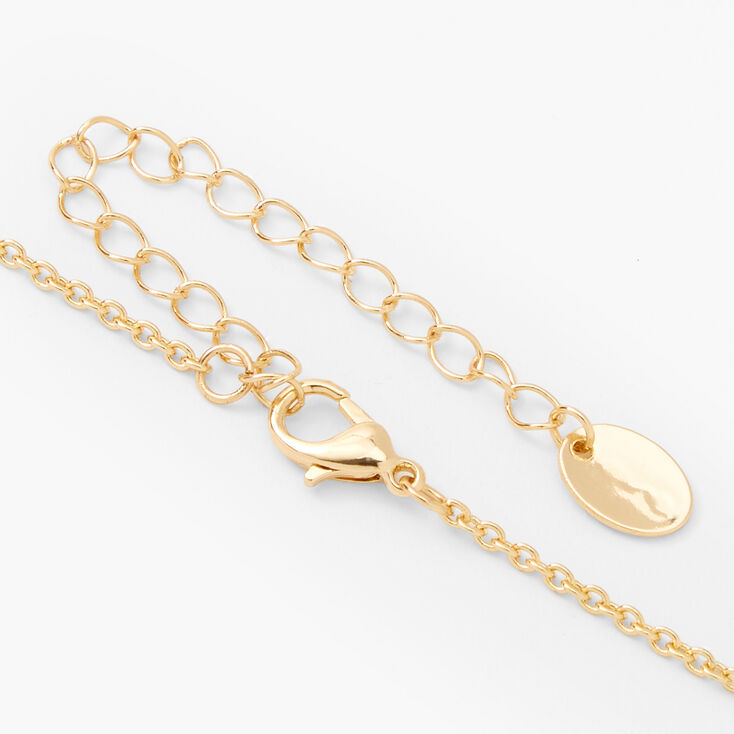 Gold-tone Rectangular Zodiac Pendant Necklace - Aquarius,