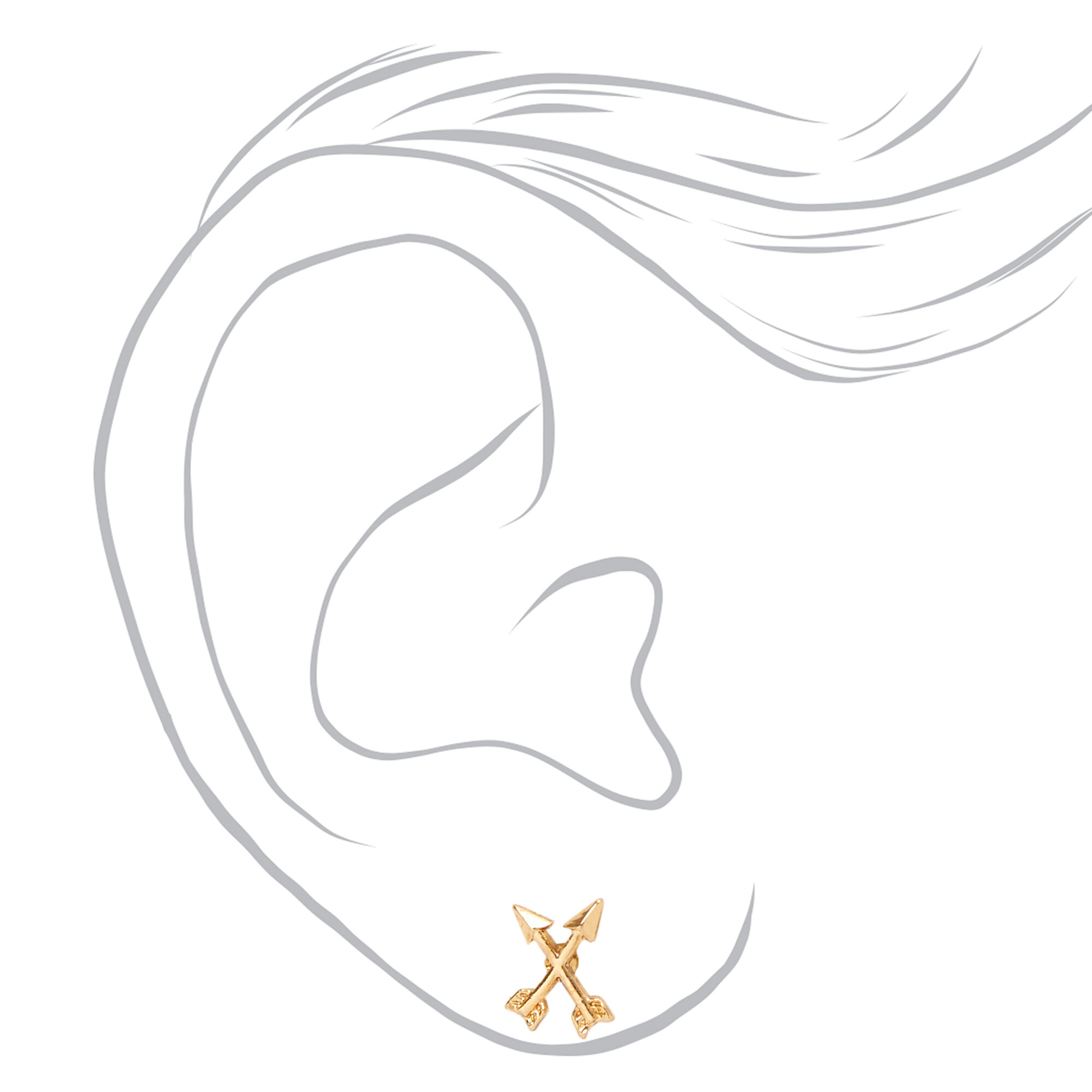 Gold Double Arrow Cross Stud Earrings,