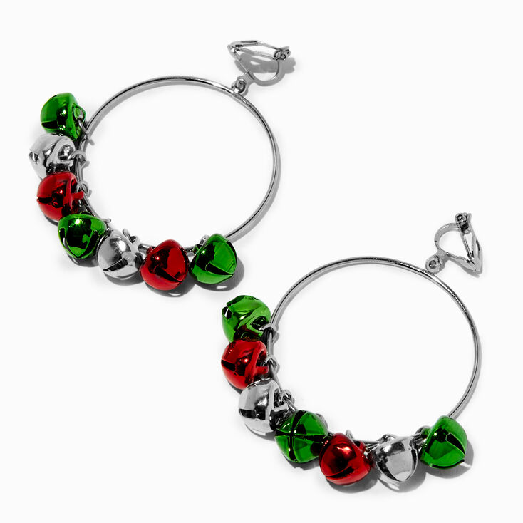 Pendantes &agrave; clip 8&nbsp;cm style cr&eacute;ole grelots de No&euml;l 50 mm couleur argent&eacute;e,