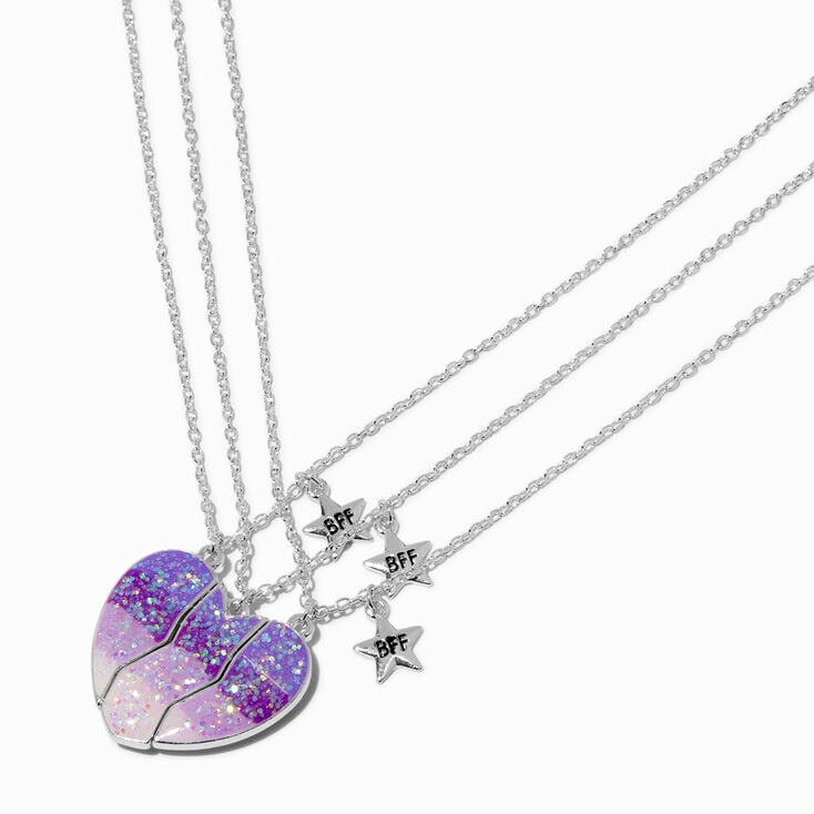 Best Friends Purple Ombr&eacute; Heart Pendant Necklaces - 3 Pack,