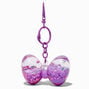 Porte-cl&eacute;s &agrave; paillettes rempli d&rsquo;eau n&oelig;ud pour cheveux violet,