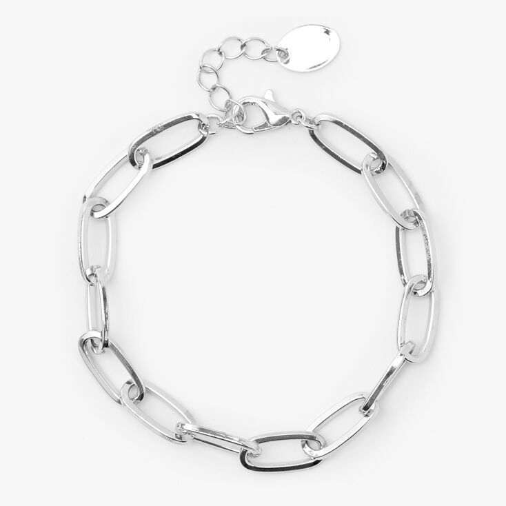 Silver Paperclip Link Chain Bracelet,