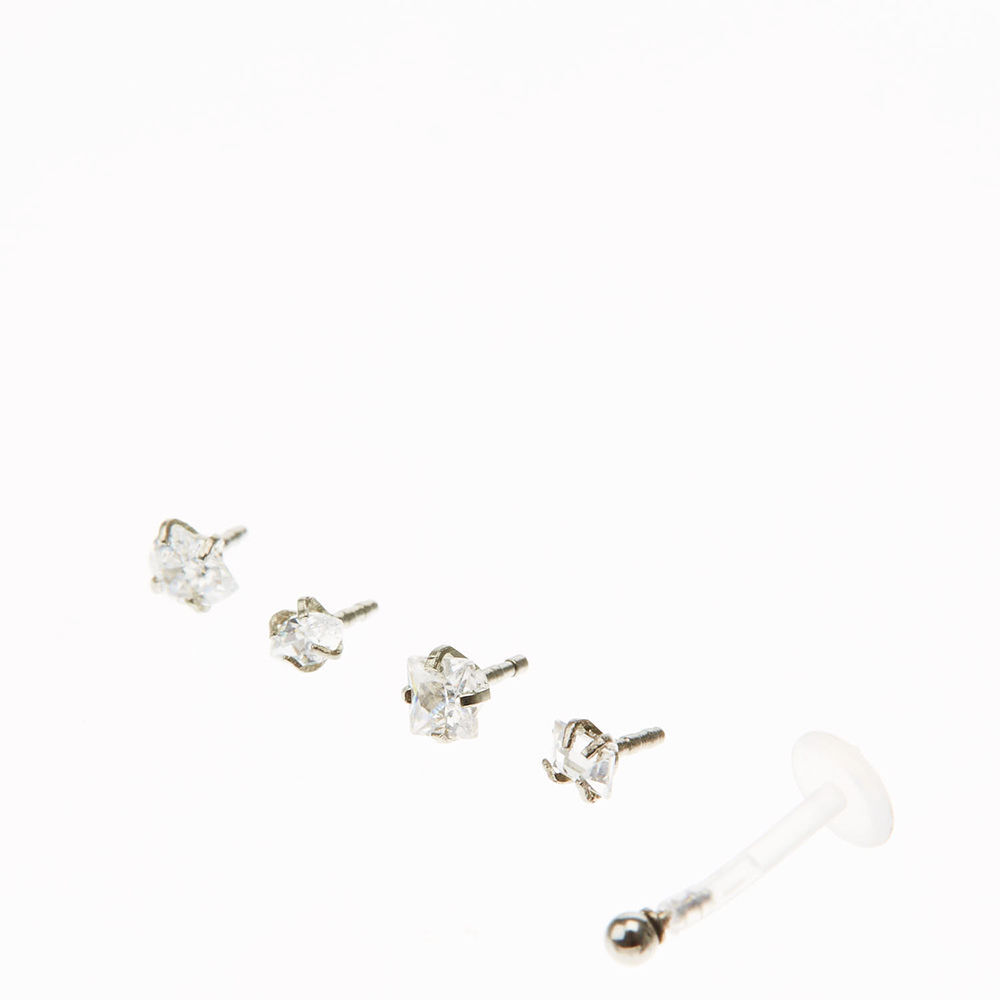 Glass Stone Mixed Labret Studs 5 Pack