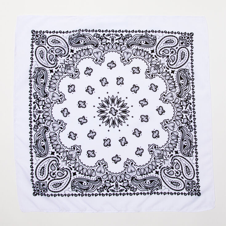 White Paisley Bandana Headwrap,