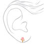 Pink Rose Crystal Clip-On Earrings,