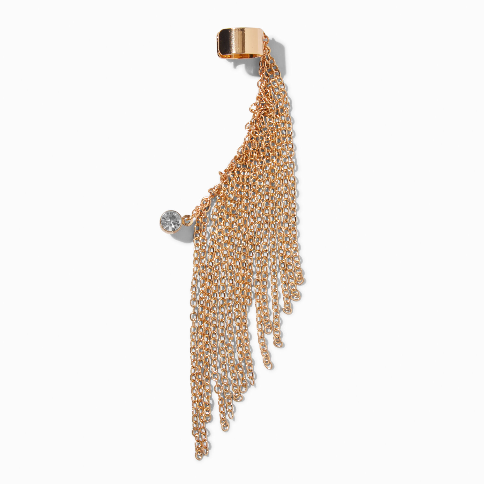 Claire's Boucle et manchette d’oreille reliées par une frange couleur dorée