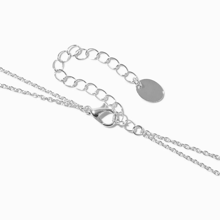 Collier en Y multi-rangs baguette lisse couleur argent&eacute;e,