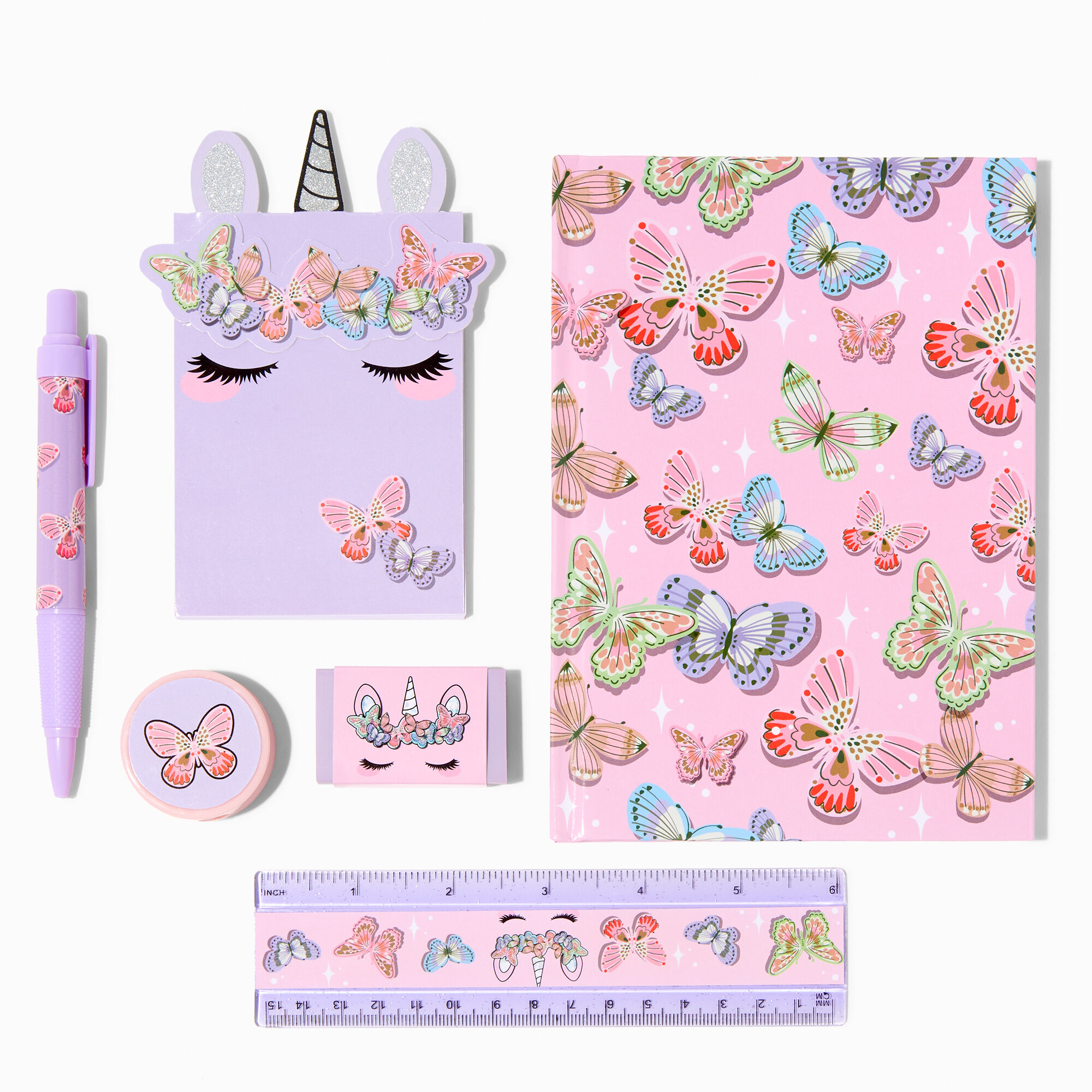 View Claires Butterfly Unicorn Stationery Set information