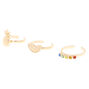 Gold Rainbow Fruit Toe Rings - 3 Pack,