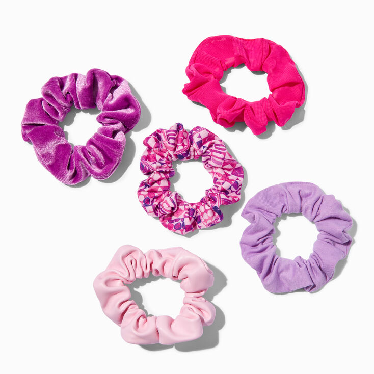 Purple Geometric Hair Scrunchies - 5 Pack,