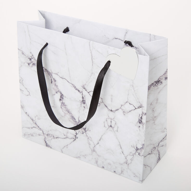 Medium Marbled Gift Bag - White,