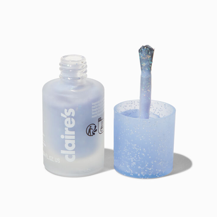 Matte Effect Vegan Nail Polish - Light Blue Glitter,