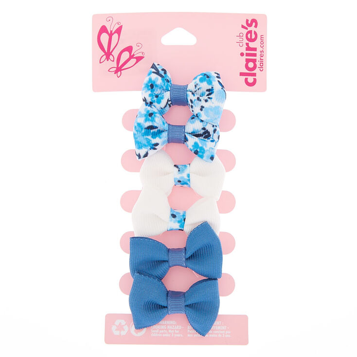 Claire&#39;s Club Bow Hair Clips - Blue, 6 Pack,